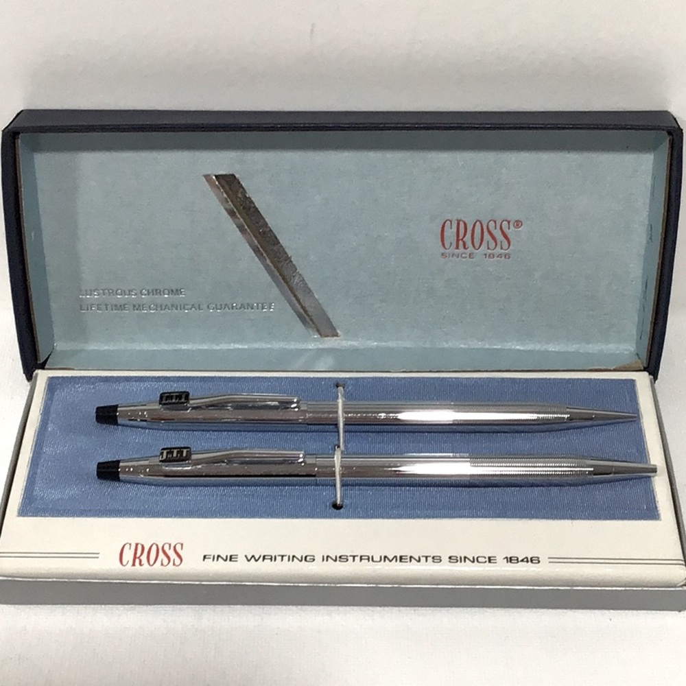 CROSS Vintage Chrome Ballpoint Pen & Pencil Set 3501 NEW in Box